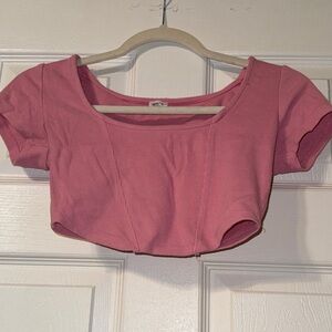 Garage Pink Ribbed Crop Top